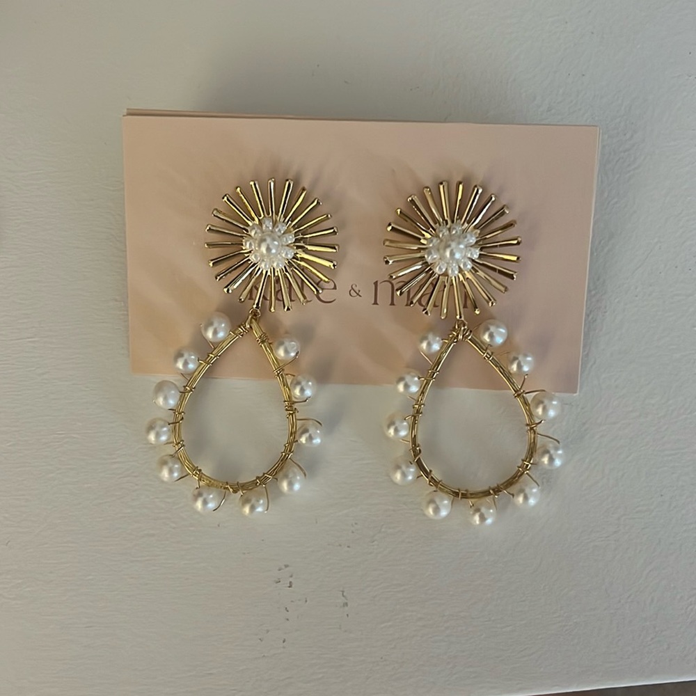 Katie & May Flower Pearl Drop Earrings